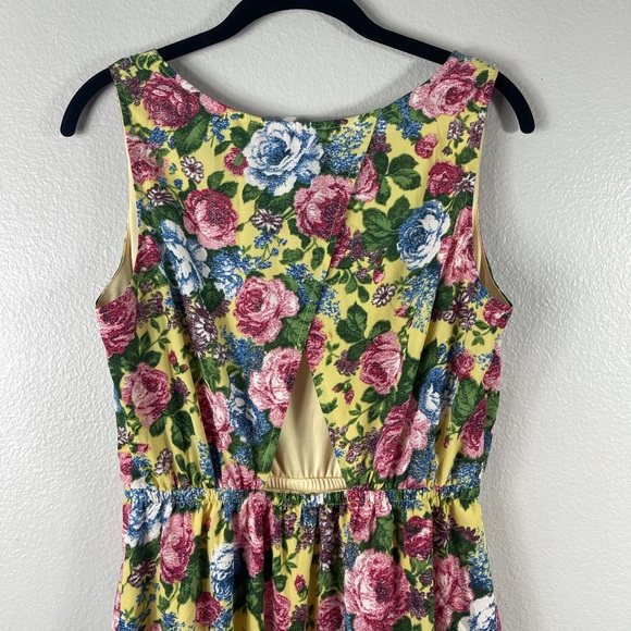 Pink Owl Apparel Rose Floral Sleeveless Stretch Short Dress Open Back Medium - Picture 8 of 9